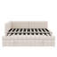 Lit de jour en L pleine grandeur recouvert de tissu avec lit gigogne escamotable simple et connectivité USB intégrée-286121736