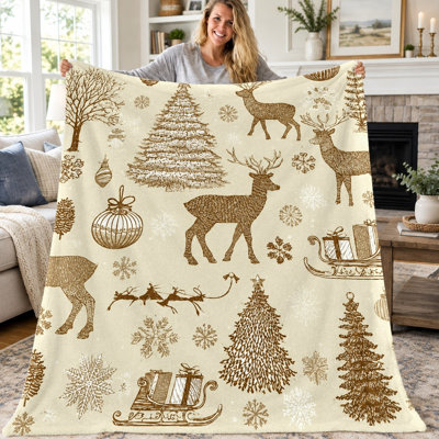 1 jeté de Noël, couverture en flanelle à motif de flocons de neige en forme de flocon de neige, douillette, douillette, chaude et légère pour canapé-lit, salon, chambre à coucher, dortoir, voyage de bureau, couverture toutes saisons, cadeau de Noël