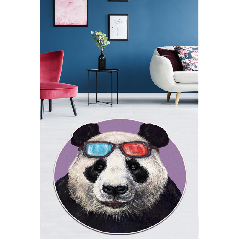 Round Richie Animal Print Shag Area Rug, Round 140cm