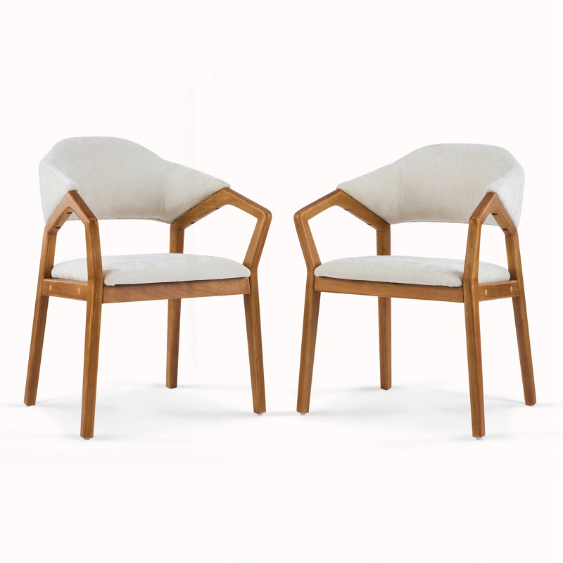 Ensemble de 2 chaises de salle à manger d'intérieur, Beige