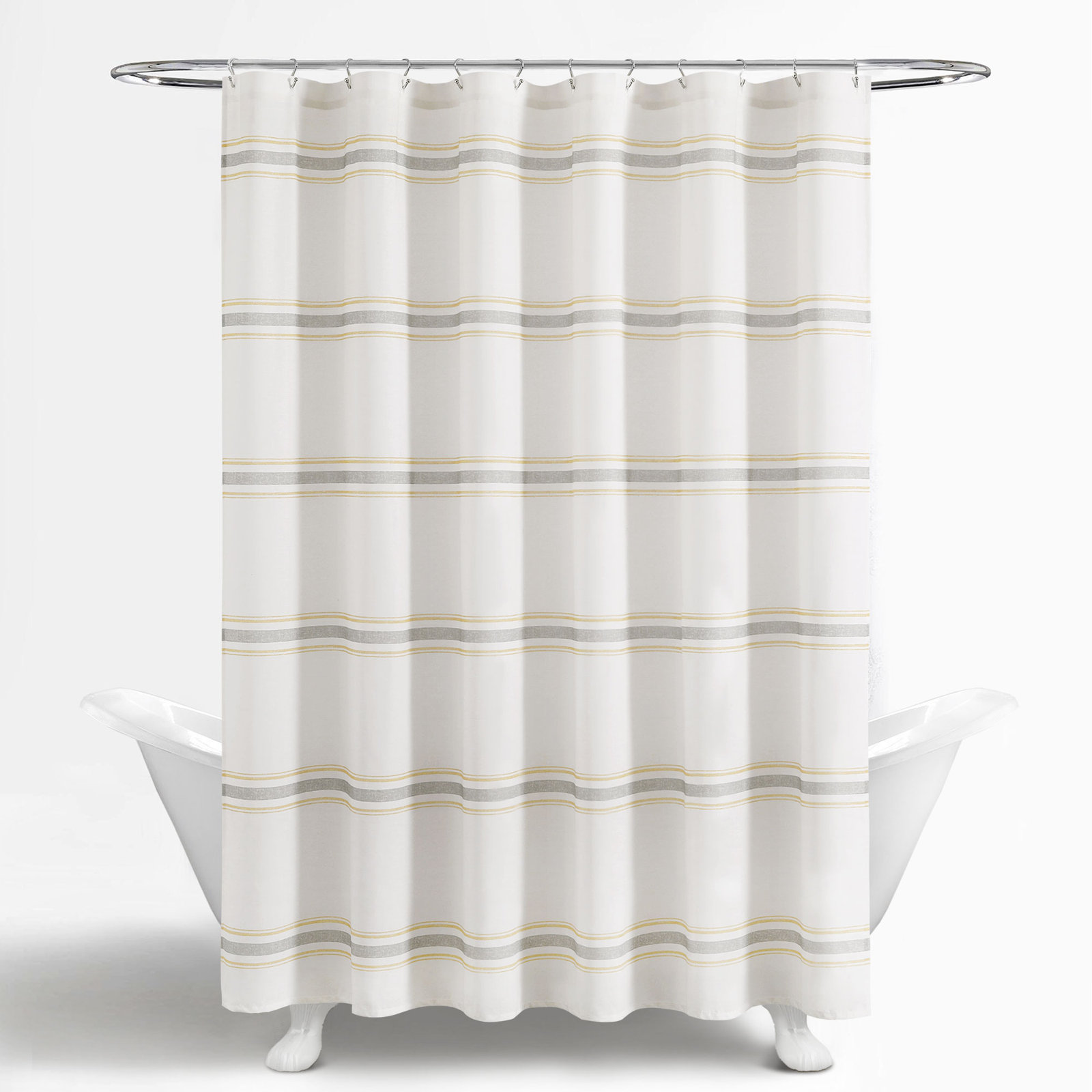 Gilroy Cotton Striped Shower Curtain, Yellow