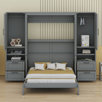 Lit escamotable Murphy avec placard, tiroirs et tablettes