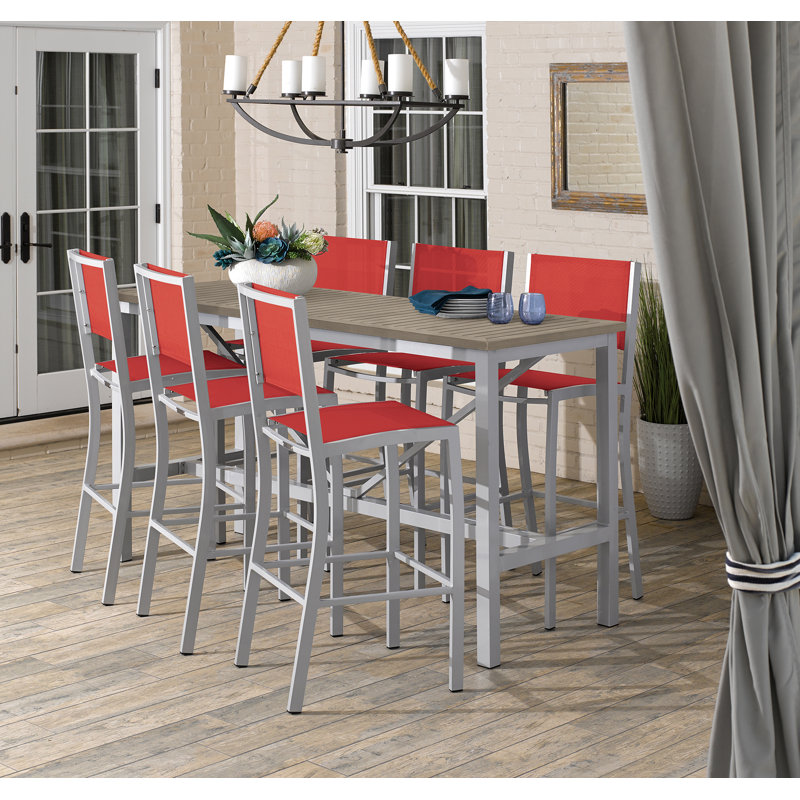 Travira Aluminum Bar Table, Teakwood Vintage