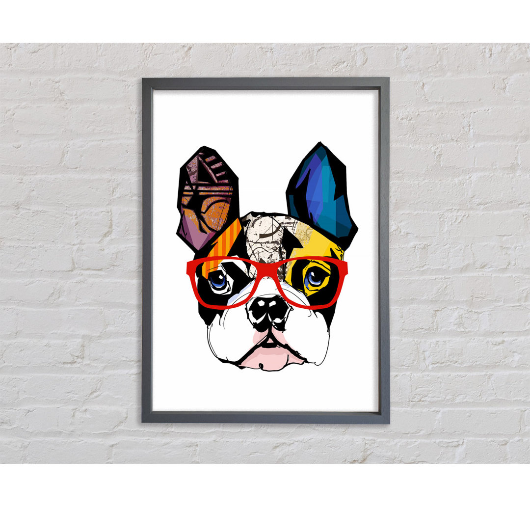 Popart Französische Bulldogge Pooch Gerahmter Druck