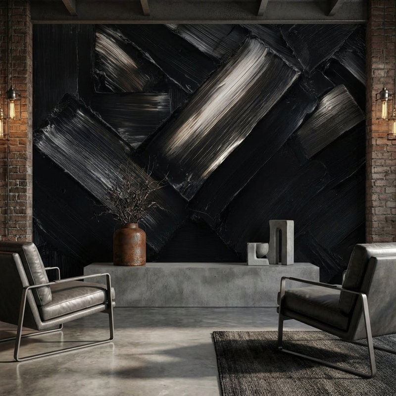 Abstrait papier peint mural amovible noir, Non tissé, 160"x108"