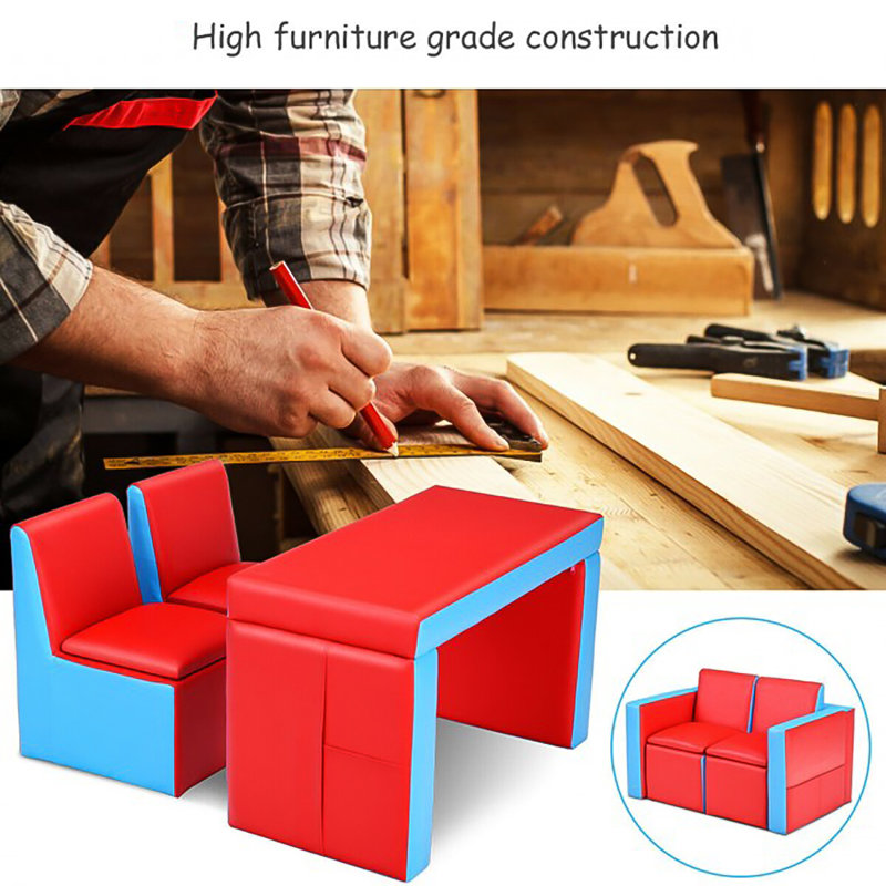 Tello Kids 3 Piece Rectangular Play Or Activity Table and Chair Set