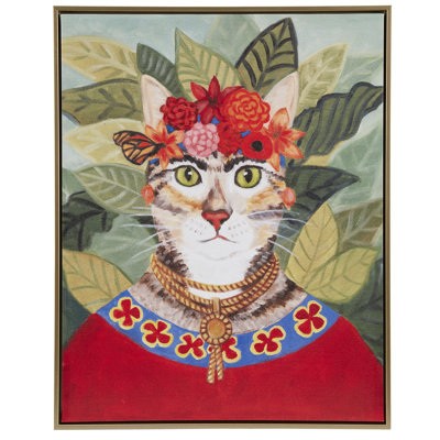 Jodice Pet Portrait Bohemian Cat In Forest Framed Canvas Wall Art