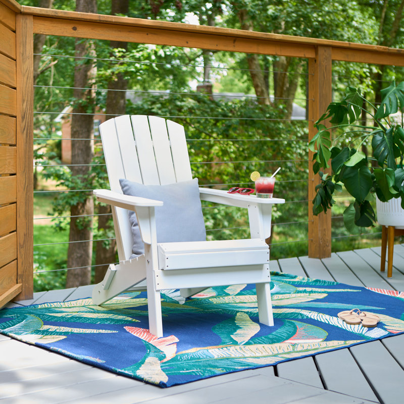 Marina Weather-Resistant HDPE Foldable Outdoor Adirondack Chair, White