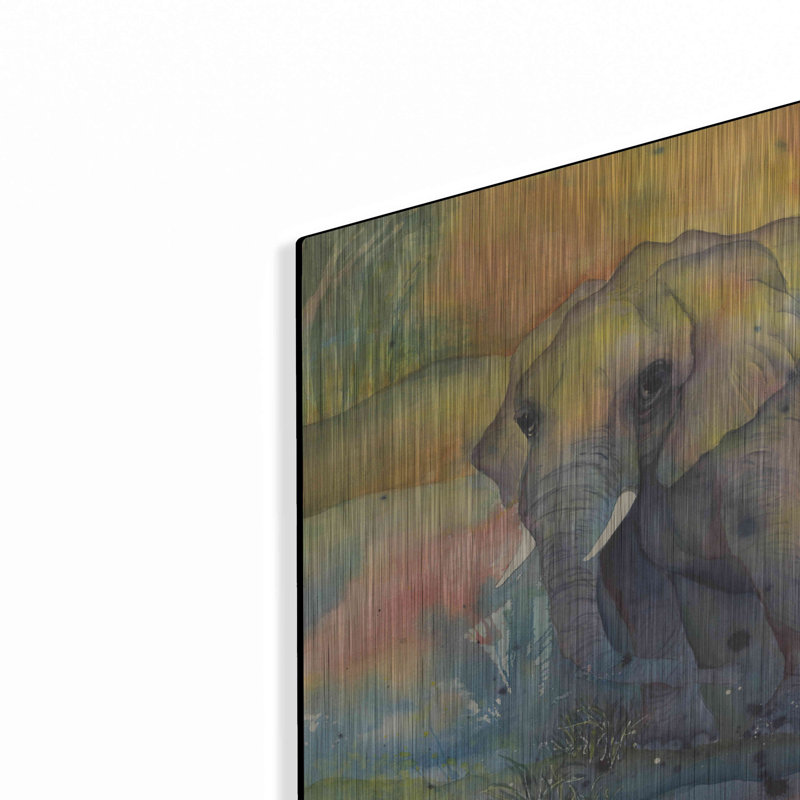 «Elephants Crop» par Chris Paschke sur métal, H 16 po x l 24 po
