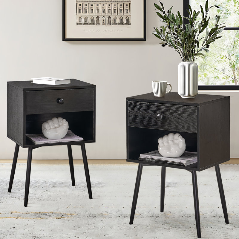 Kempst Nightstands Set for Bedroom Living Room, Black