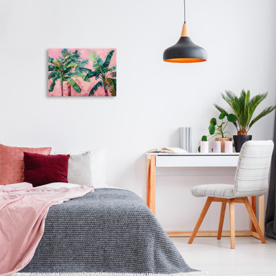 Dessus de palmiers sur toile rose, design par LSR Design Studio