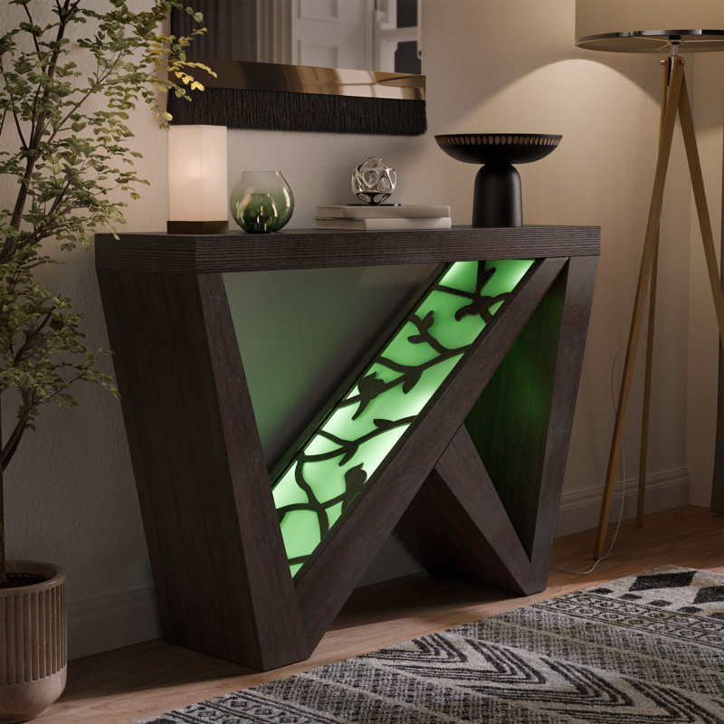 Console Tanasa avec éclairage DEL, Bois brun foncé
