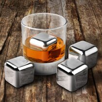 Premium Whiskey Stones Set Of 4 Geometrical Shapes Chilling Rocks Stone  Reusable Ice Cubes For Drinks With Velvet Carrying Pouch,grey