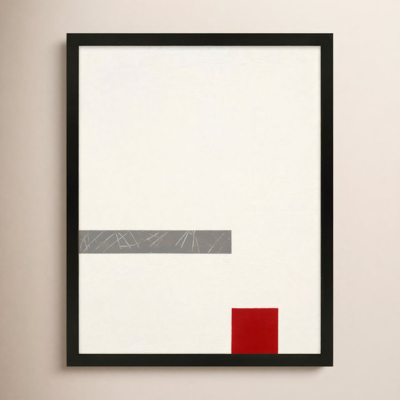 Tempo with Red 3 par Robert Kamnatnik - Art mural encadré, Papier avec cadre noir, H 20 po x l 16 po x P 1,25 po