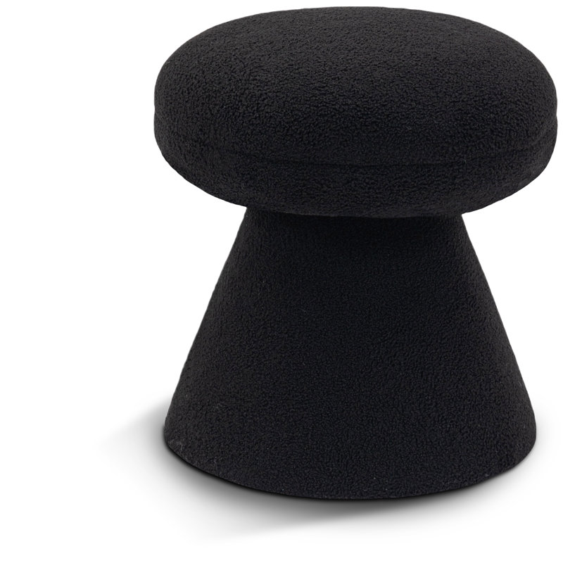 Hynda 18" Ottoman, Black Faux Shearling Teddy Fabric