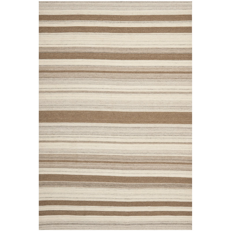 Anley Striped Wool Hand Woven Area Rug, Rectangle 183 x 274 cm