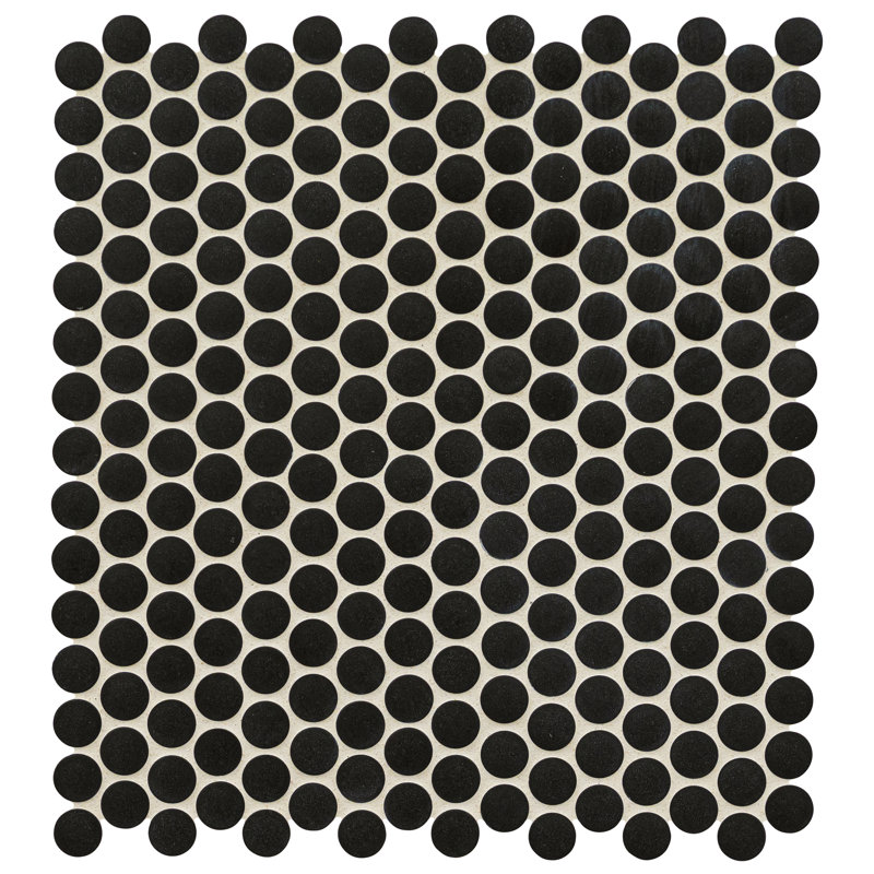 Carreau de mosaïque en porcelaine de 12 po x 13 po Nivora Caviar, Caviar Nivora mat