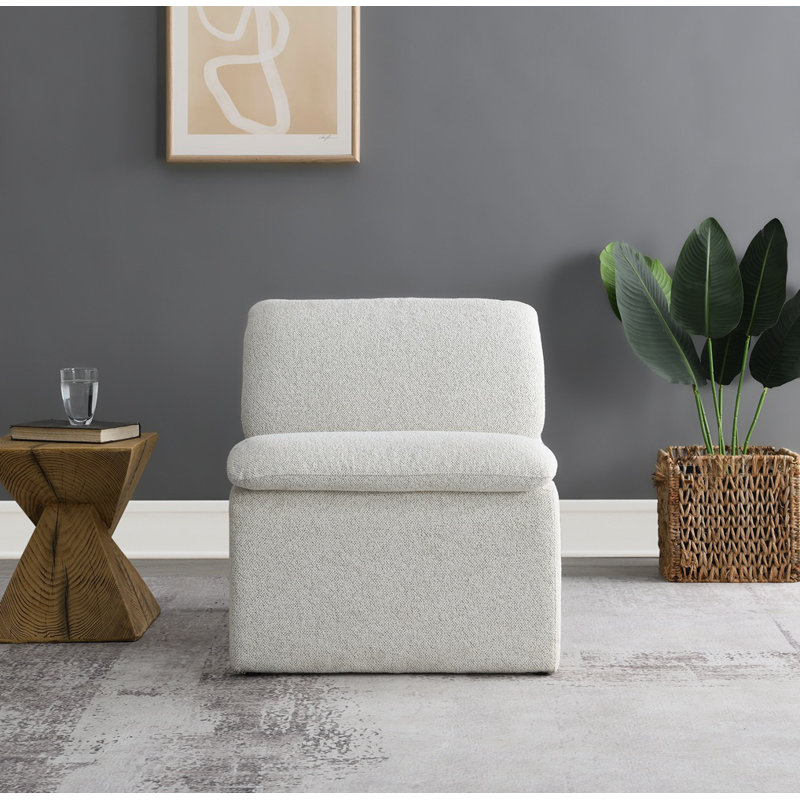 Sculpted Cream Boucle Fabric Accent Chair