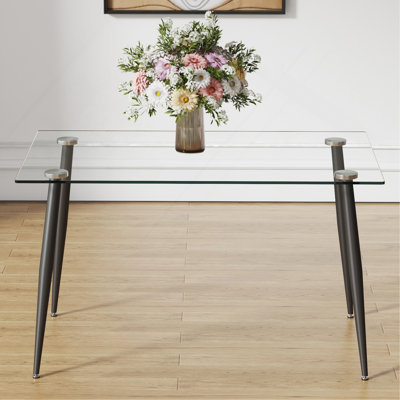 Table de salle à manger sophistiquée rectangulaire en verre pour plusieurs pièces