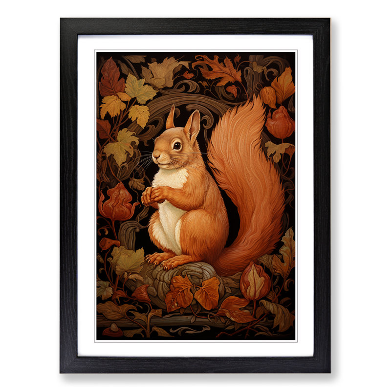 Squirrel Nouveau 1 Piece Single Picture Frame Wall Art, 46cm H x 34cm W x 2cm D, Black