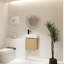 Meuble-lavabo mural avec lavabo en céramique et porte simple en MDF à fermeture en douceur-1034092919