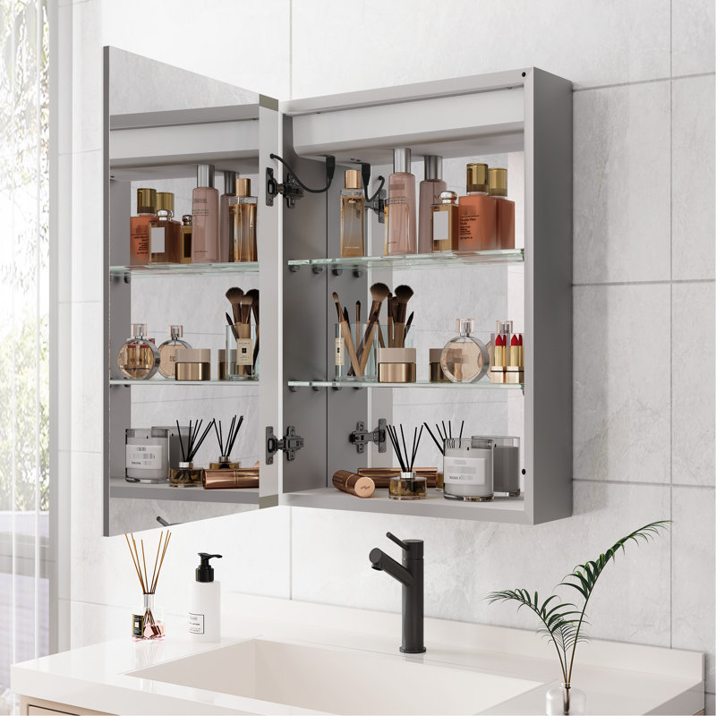 20 X 28 Inch Bathroom Medicine Cabinet With Mirror - Led Lights, Fog, Waterproof, Touch Switch, American Design Wall Mounted. Dimmable. 3000K~6000K, Shelf