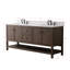 Meuble-lavabo double à chevrons 72 po avec plateau en pierre d'ingénierie Chazden Landon-307877969