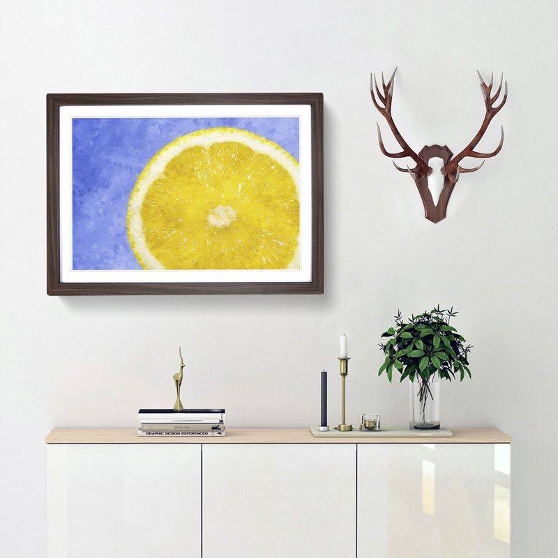 Lemon Slice - Picture Frame Painting Print, 33cm H x 45cm W x 2cm D, Walnut Framed