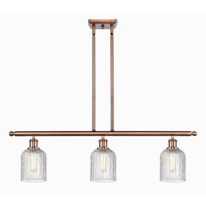Luminaire suspendu pour îlot de cuisine 3 lumières Fiennes, Laiton antique noir, Mercure