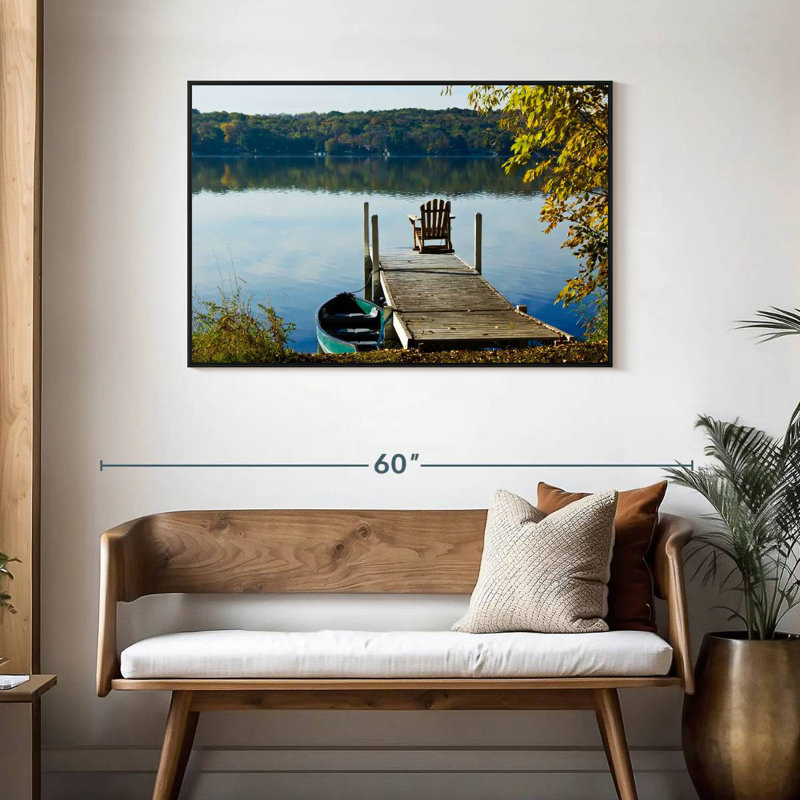 Lac Léman matin calme, Cadre flottant noir, 43 po x 29 po