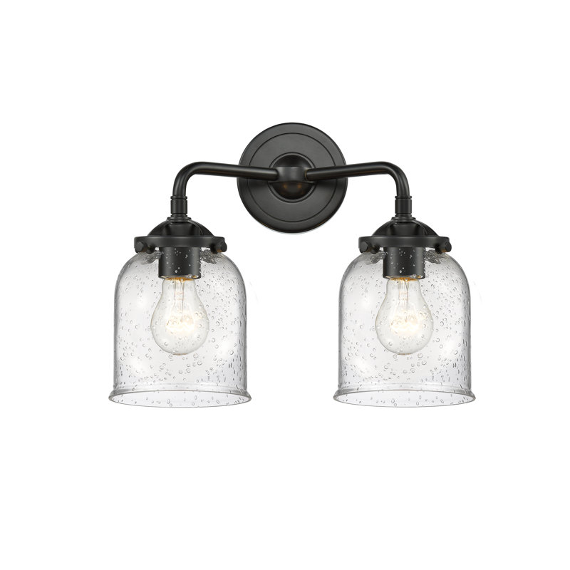 Éclairage pour meuble-lavabo 2 lumières bell Bonomo, Boîtier blanc mat, Incandescent, Bronze huilé