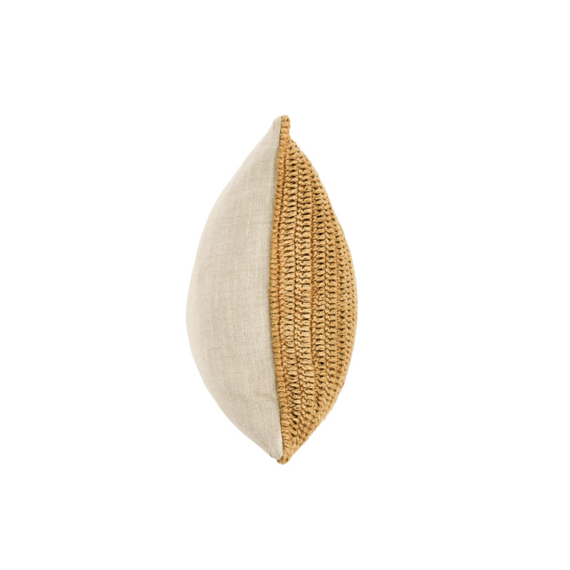 Nakeya Knitted Linen Throw Pillow, Honey, 14" x 26", Rectangle