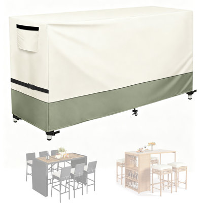 Bar Height Patio Dining Set Cover for All-Weather Protection, Fits 72"L x 30"W x 41"H, Beige