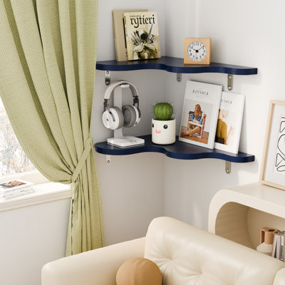 Cute Cloud Shelves, Wavy Floating Corner Shelf, Cloud Corner Wall Shelves With Brackets, Cute Wall Shelves For Nursery Decor, Corner Shelves For Bedroom,living Room,bathroom&home Decor,blue
