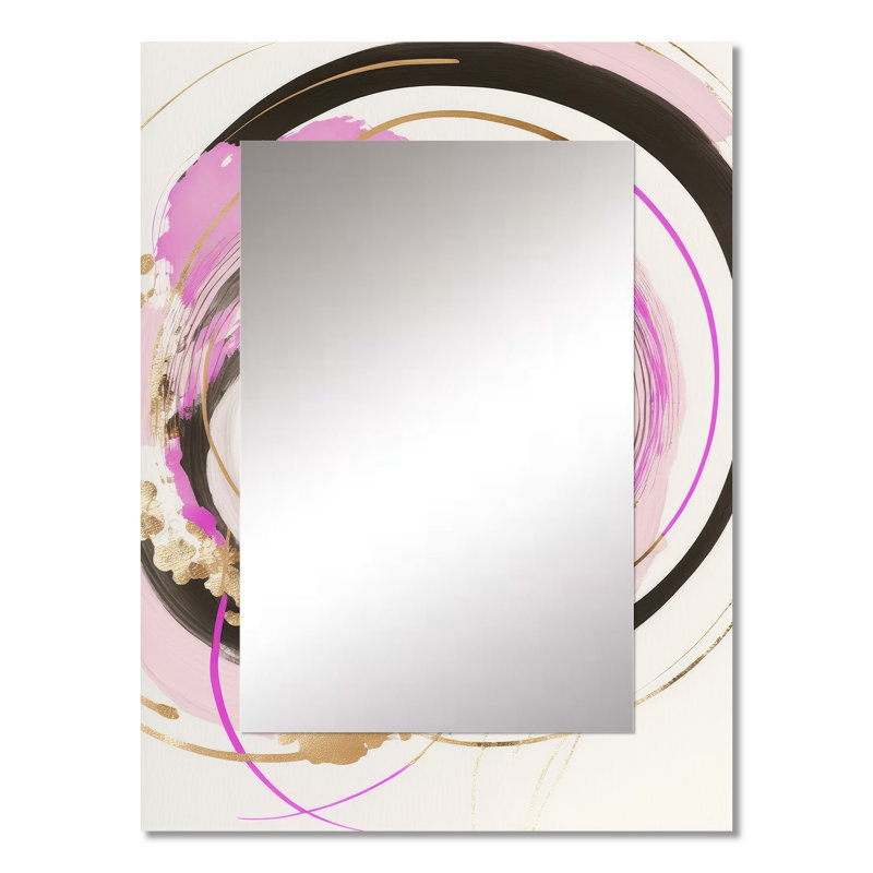 Rose et or, art minimaliste II - miroir mural minimaliste, 32 po x 24 po