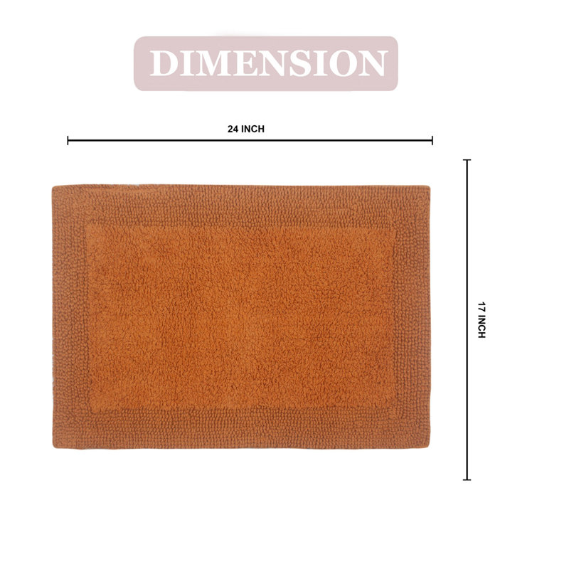Tapis de bain réversible de couleur unie BRUSS, L 17 po x L 24 po, Terre cuite