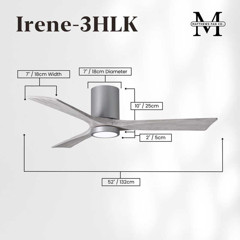 Irene LED Ceiling Fan, Barn Wood Tone, Brushed Nickel, 52"