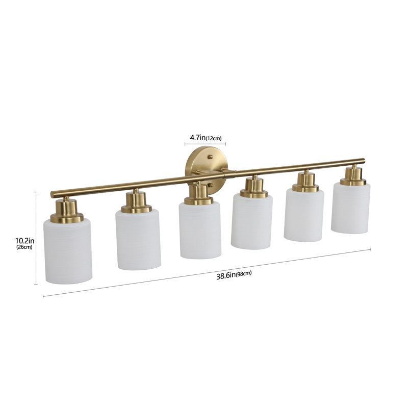 Modern Vanity Bathroom Mirror Light, Golden, 6 Lights, 10.2" H x 38.6" W x 6.3" D