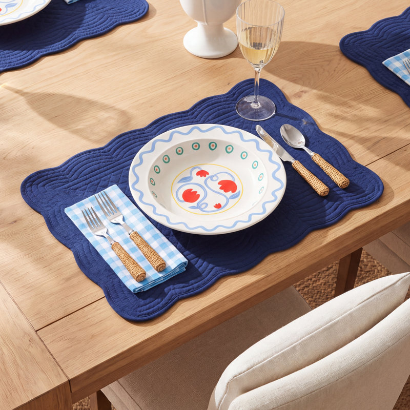 Grover 100% Cotton Rectangle Placemat, Navy