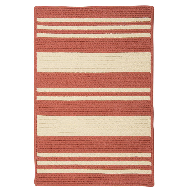 Tapis intérieur / extérieur tressé à rayures rouge / beige Futur, Ovale 15 pi x 20 pi