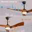 Ventilateur de plafond de 52 pouces avec 3 lumières à DEL à intensité variable 3 couleurs en bois massif, télécommande, moteur à courant continu, noir mat, pour la maison