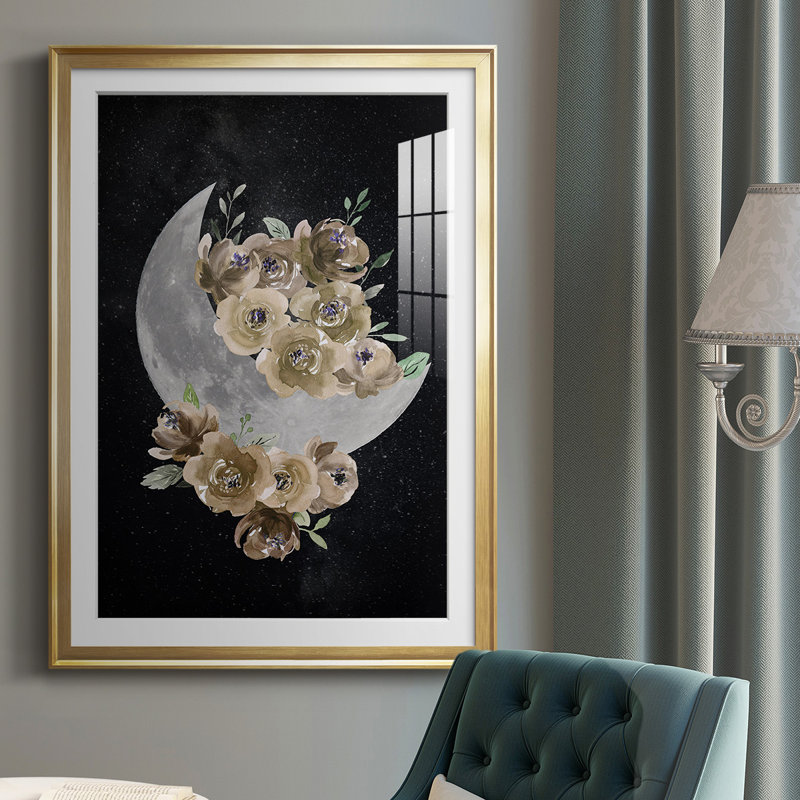 «Bohemian Moon», reproduction encadrée de qualité supérieure - prête à être accrochée, Or, H 42,5 po x l 30,5 po x P 1 po