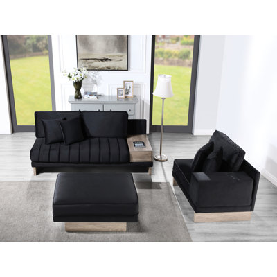 Canapé modulaire réversible avec housse en velours, boîte de rangement et ports de charge: 4