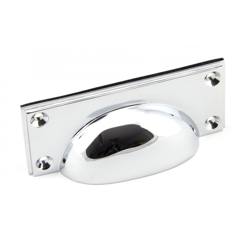 Art Deco 8.4 cm centre Cup Handle, Polished Chrome