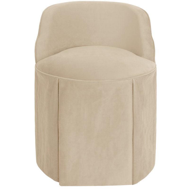 Fauteuil demi-tonneau rembourré Viveros, Velours performance perle classique