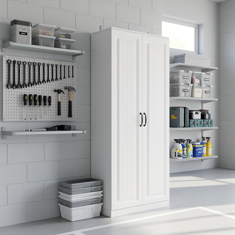 Garage Cabinet With Rotating Storage Racks