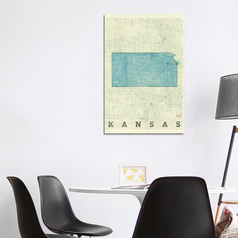 Kansas Map by Hubert Roguski - Wrapped Canvas Print, 101.6 cm H x 66.04 cm W x 1.91 cm D