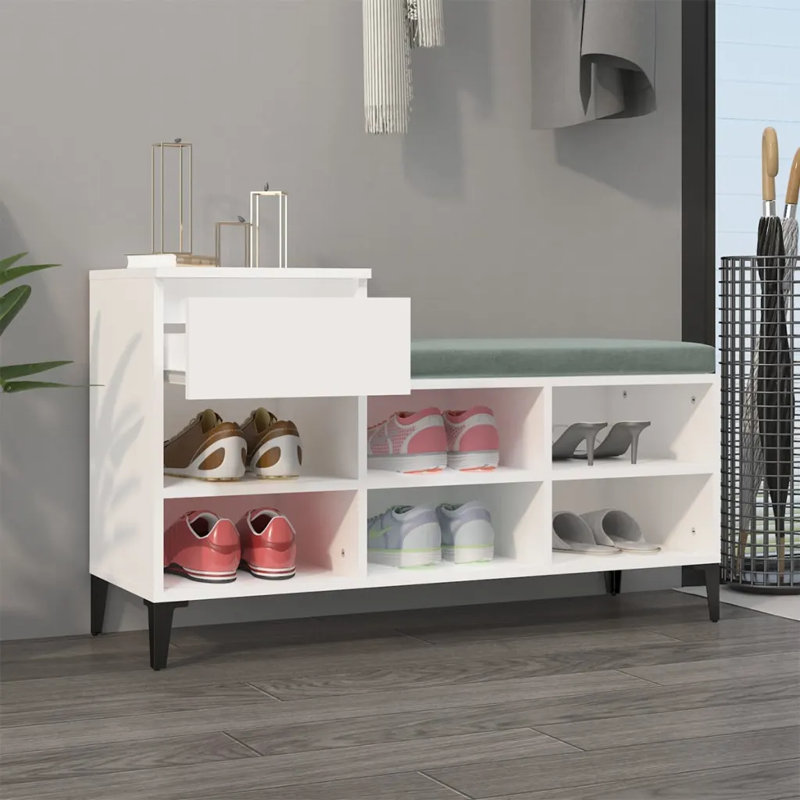 6 Pair Shoe Storage Cabinet, White