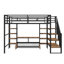 Lit mezzanine en métal avec escalier, table de rangement basse et tablettes de rangement-580631159