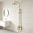 Brushed Gold Wall Mount Pressure Balanced Shower System with High Pressure Rain Shower Head, Handheld Sprayer and Adjustable Slide Bar-133058749
